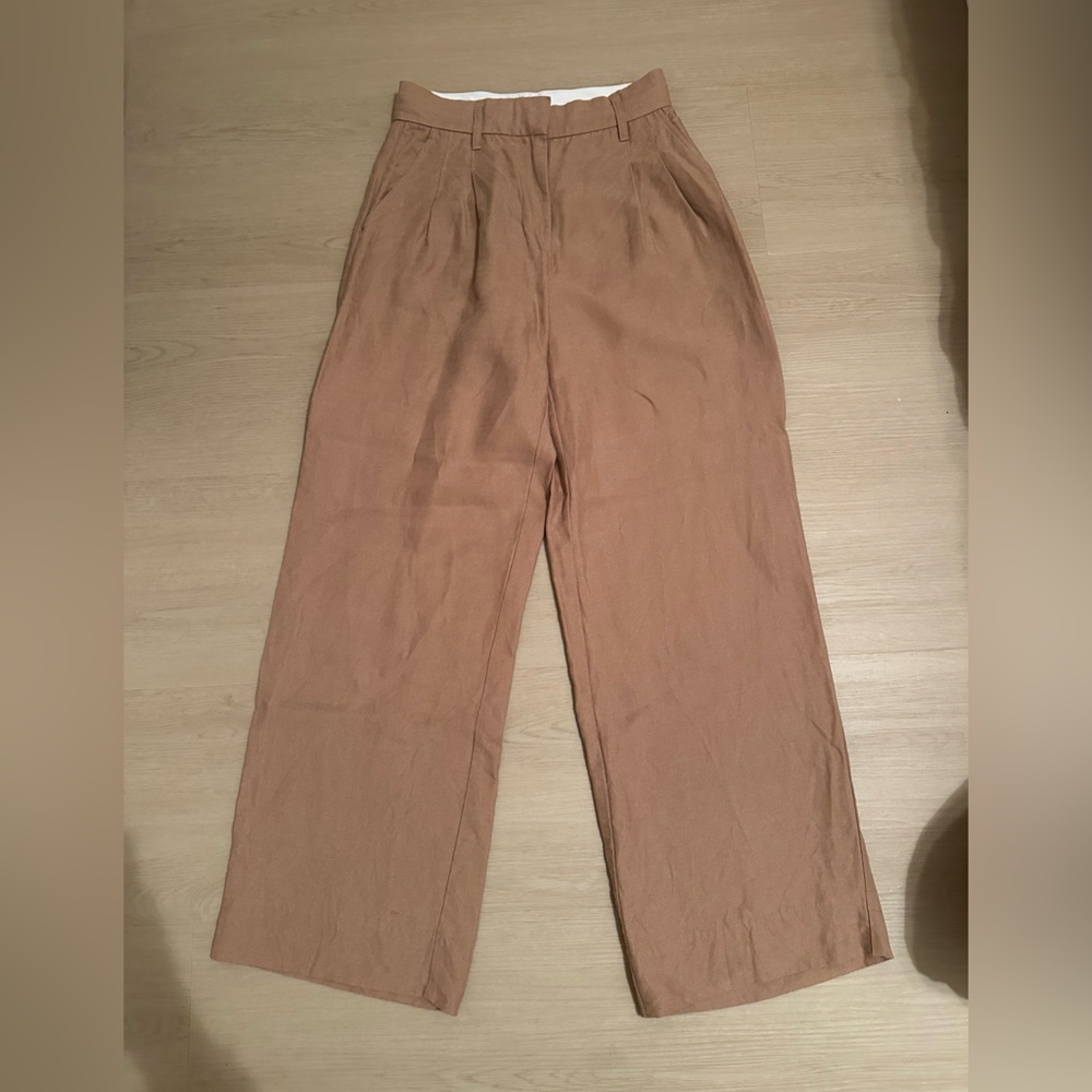 Aritzia Wilfred Beige Linen Effortless Trousers
